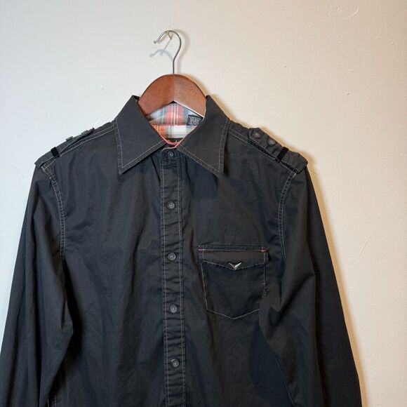 Fender Black Button Up Reversible Cuff Men's Shirt Medium Rock and Roll Religion - Picture 3 of 16